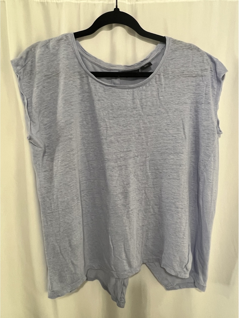Tahari Light Blue Linen Button-Back Top